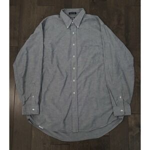 Stafford Men's Size 17.5 Long Sleeve Button Down Grey Oxford‎ Shirt Made In USA